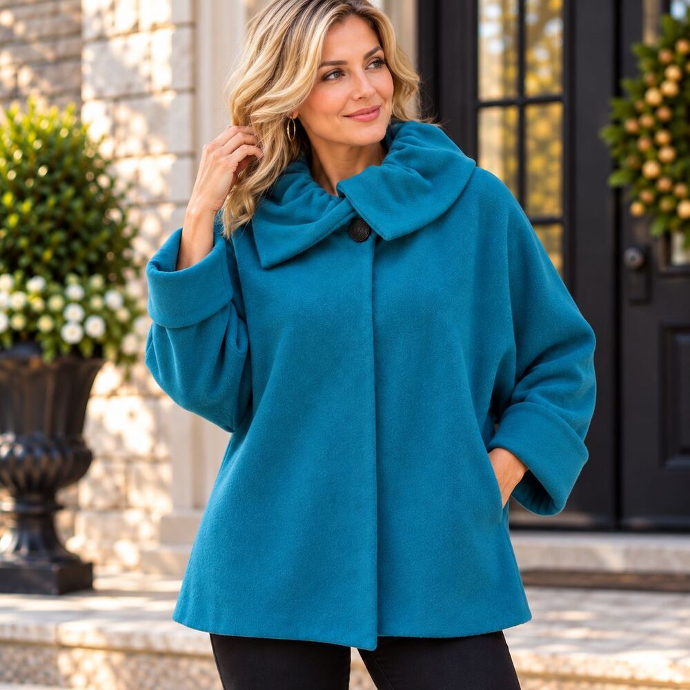 Vintage Mr Jax Wool Cashmere Jacket Womens XL Teal Blue Made Canada - Picture 1 of 11